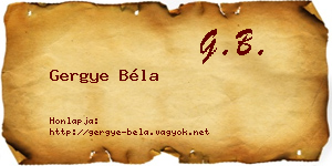 Gergye Béla névjegykártya